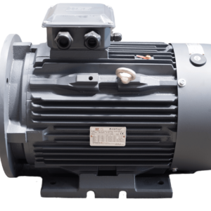 cast iron 3 phase motor - side view in light grey